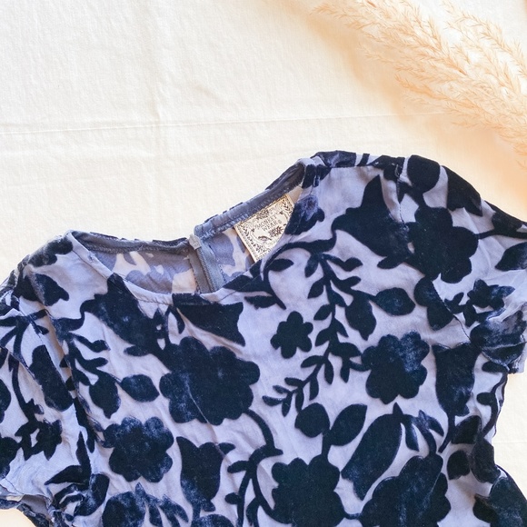 Vintage 80s Velvet Burnout Maxi - Navy, Floral - Picture 4 of 6